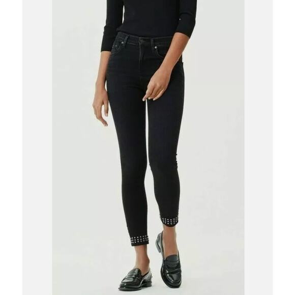 Citizens of Humanity Rocket High RIse Skinny Ankle Studded Jeans Size 25 - Picture 2 of 16